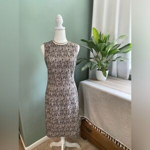 Calvin Klein Sleeveless Black and Beige Print Dress - Sz 6